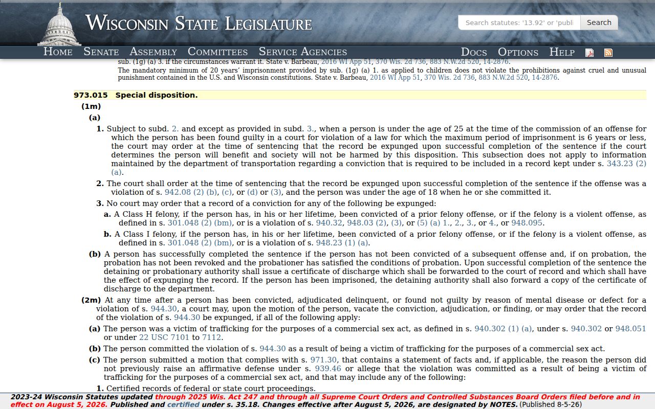 Prentice Price County criminal record and Wisconsin expungement law