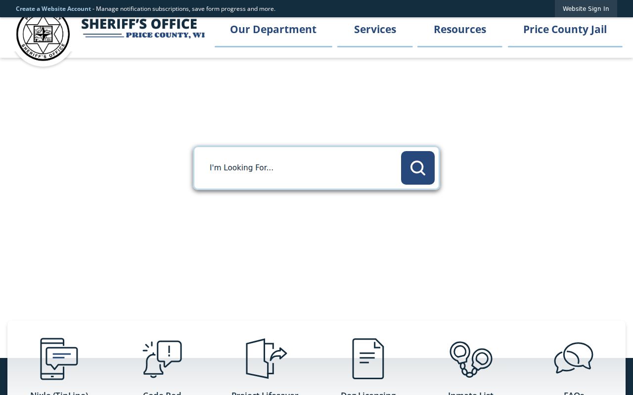Price County arrest records and Sheriff's Office information